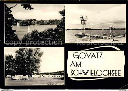 Goyatz Panorama Badestrand Wachturm Campingplatz Handabzug