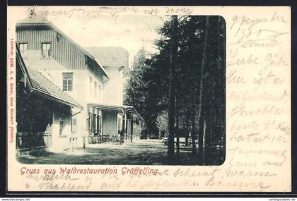 AK Gräfelfing, Waldrestauration Gräffelfing, Terrasse mit Tischen
