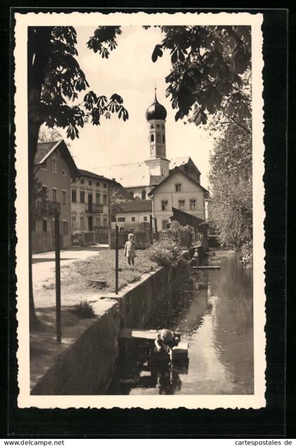 AK Markt Grafing, Ortspartie mit Kirche