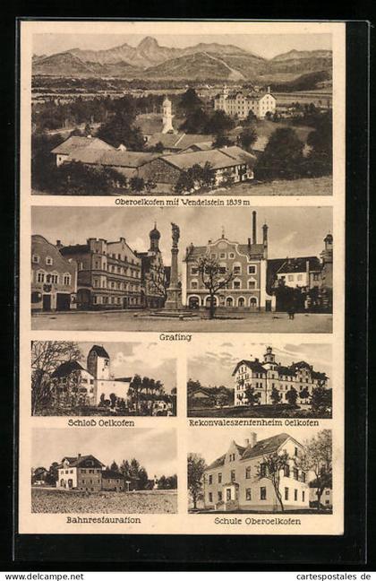 AK Oberoelkofen, Grafing, Rekonvaleszentenheim, Bahnrestaurant