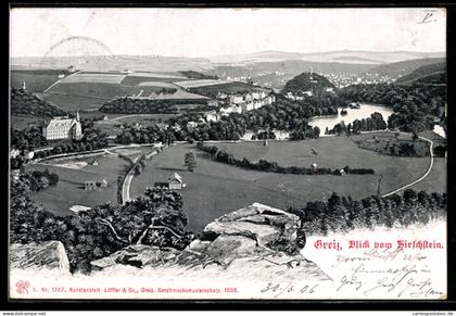 AK Greiz, Blick vom Hirschstein auf den Ort