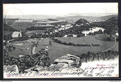 AK Greiz, Totalansicht vom Hirschstein gesehen