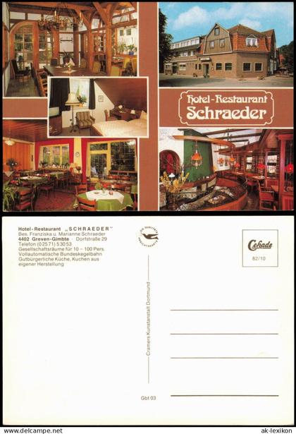 Ansichtskarte Gimbte-Greven Hotel Restaurant Schraeder MB Dorfstraße 29 1982