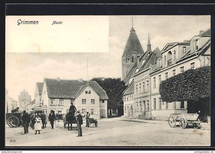 AK Grimmen, Strassenpartie am Markt