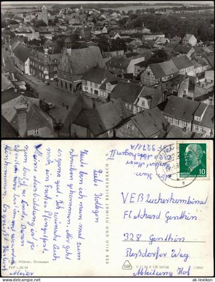 Grimmen Panorama-Ansicht Totalansicht aus der Vogelschau, DDR AK 1968