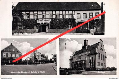 AK Gröditz Richter s Gasthof Adolf Hitler Straße Rathaus a Prösen Wülknitz Zeithain Großenhain Riesa Elsterwerda Biehla