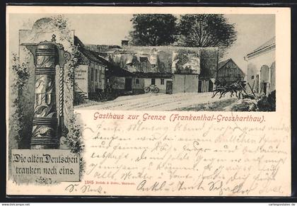 AK Grossharthau-Frankenthal, Gasthaus zur Grenze mit Strassenpartie
