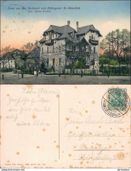 Großschweidnitz (OL) Swóca Gruss aus dem Restaurant Höllengrund 1912