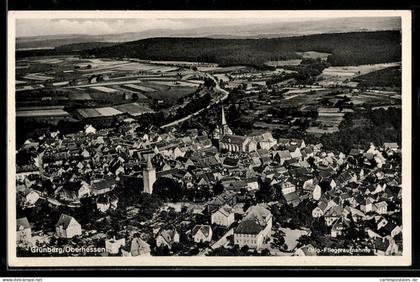 AK Grünberg /Oberhessen, Fliegeraufnahme der Stadt mit Kirche