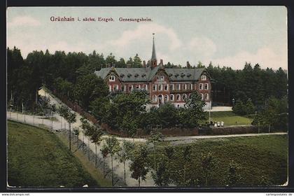 AK Grünhain /Erzgeb., Genesungsheim mit Strassen aus der Vogelschau