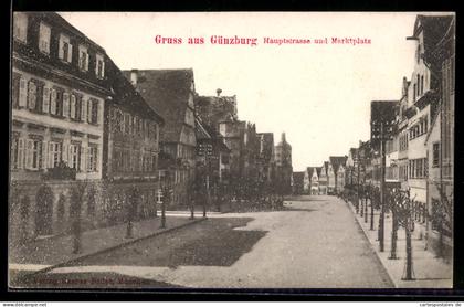 AK Günzburg, Hauptstrasse mit Marktplatz