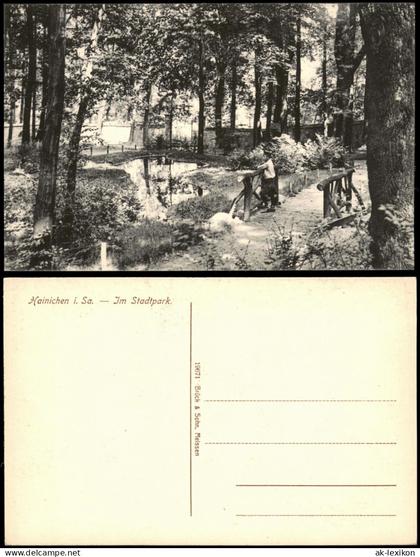 Ansichtskarte Hainichen Im Stadtpark - Brücke 1915