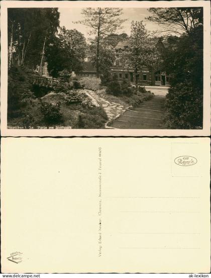 Ansichtskarte Hainichen Partie am Stadtpark 1930