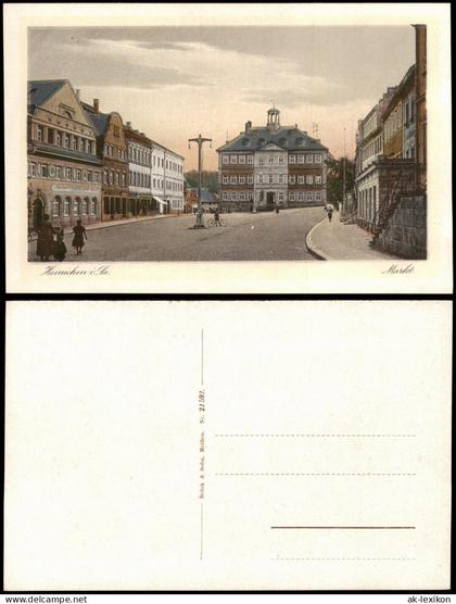 Ansichtskarte Hainichen Partie auf dem Marktplatz 1924