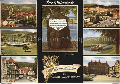 Hannoversch Muenden Weserstein Marktplatz Weser Schwimmbad