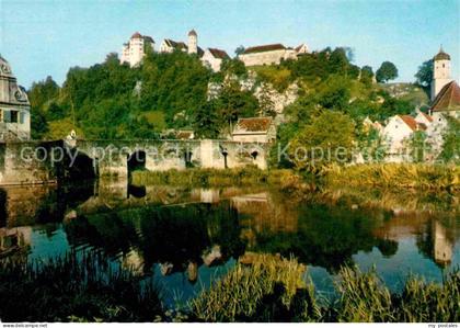 Harburg Schwaben Partie am Fluss Bruecke Burg Harburg