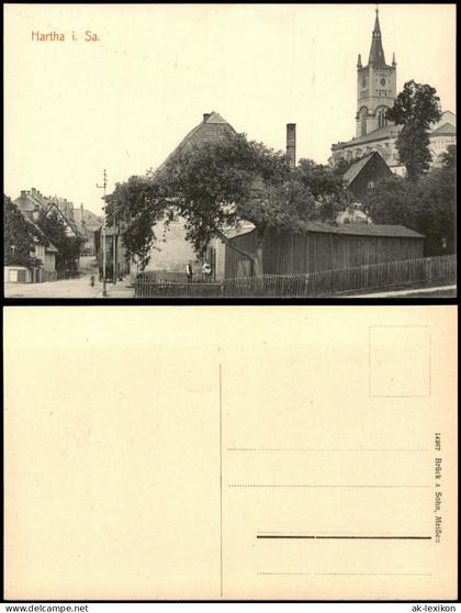 Ansichtskarte Hartha Ortsansicht mit Stadtkirche 1912