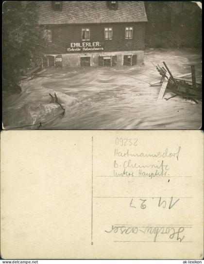 Hartmannsdorf Chemnitz) Privatfoto Überschwemmung Emil Erler Hauptstraße 1927