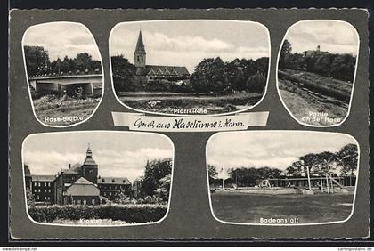 AK Haselünne i. Hann., Hasebrücke, Pfarrkirche, Kloster