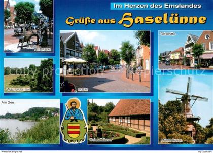 Haseluenne Marktplatz Wacholderhain Partie am See Heimathaeuser Ortsmitte Muehle