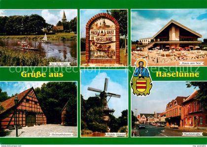 Haseluenne Partie an der Hase Heimathaeuser Windmuehle Marktstrasse Restaurant H