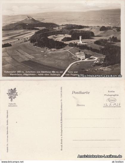 Ansichtskarte Hechingen Luftbild Hohenzoller (855 m) mit Hechingen 1935