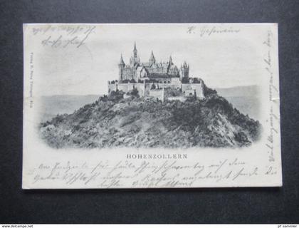 DR 1905 AK  Burg Hohenzollern Verlag H. Sting Tübingen Stempel K1 Hohenzollern nach Habsheim mit Ank. Stempel