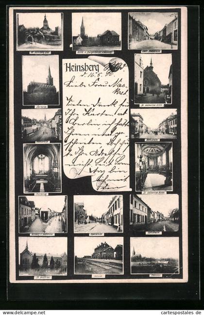 AK Heinsberg, Apfelstrasse, Bahnhof, Pfarrkirche