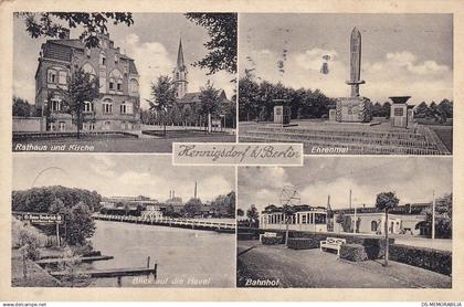 Henningsdorf - Rathaus Kirche Ehrenmal Bahnhof Strassenbahn 1942
