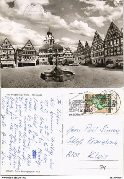 Ansichtskarte Herrenberg Marktplatz , VW-Käfer 1969