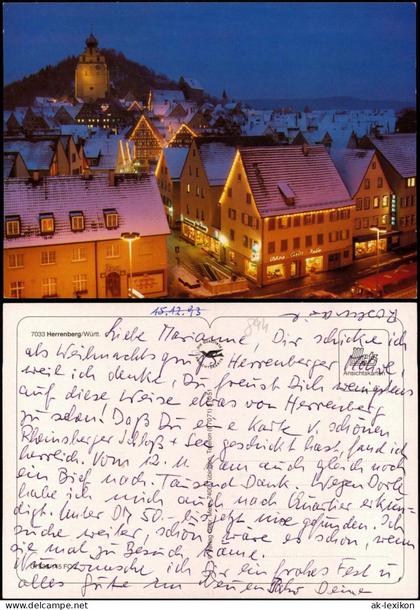 Ansichtskarte Herrenberg Panorama-Ansicht Blick auf Geschäftsstraße 1990