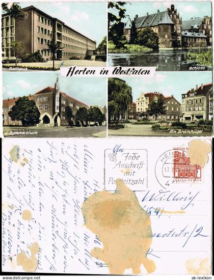 Herten (Westfalen) Rathaus, Schloß, Gymnasium, Am Bramhügel 1967