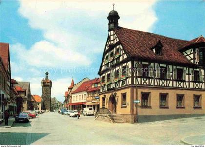Herzogenaurach Bayern Rathaus Fachwerkhaus Tuermersturm Marktplatz Autos Treppe
