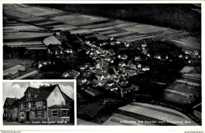 CPA Altenritte Altenridde Baunatal Hessen, Fliegeraufnahme, Gasthaus Metzgerei Werner