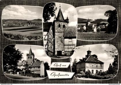 CPA Großenritte Baunatal Hessen, Ortsansichten mit Kirche und Herrenhaus
