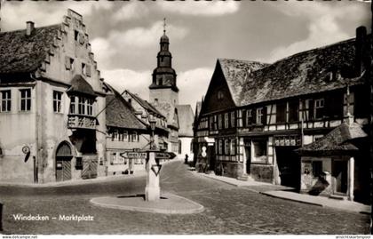 CPA Windecken Nidderau in Hessen, Marktplatz, Kirchturm, Fachwerkhäuser