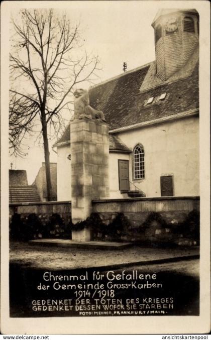 Photo CPA Groß Karben in Hessen, Gefallenendenkmal 1914 / 1918