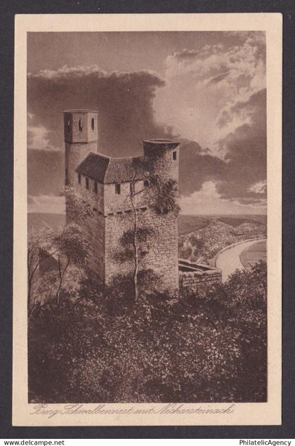 Vintage postcard Schwalbennest castle Neckarsteinach Germany Hesse tower view