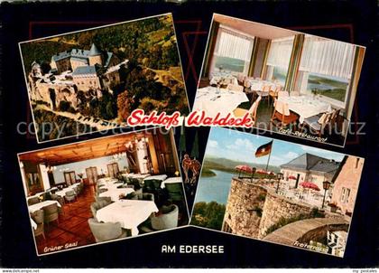 Waldeck Edersee Schloss Waldeck am Edersee Saal Restaurant Freiterrasse Luftaufn