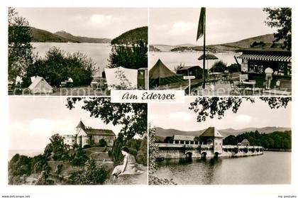 Waldeck Edersee Zeltplatz am Edersee mit Burg Waldeck und Edertalsperre