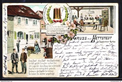 Künstler-AK Hettstedt, Gasthof, Innenansicht