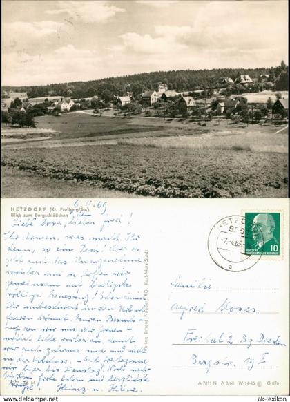 Ansichtskarte Hetzdorf-Halsbrücke Blick zum Bergschlößchen 1963