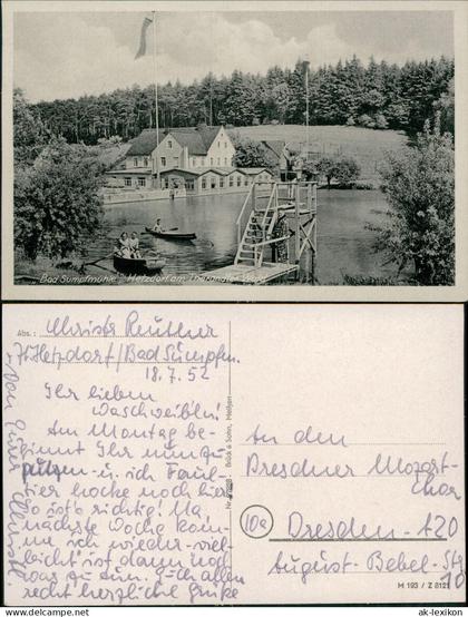 Hetzdorf-Halsbrücke Restaurant "Bad Sumpfmühle" - Teichanlage mit Booten 1934