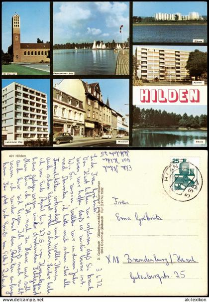 Ansichtskarte Hilden Kirche Elbsee Poststraße Hochhäuser MB 1972