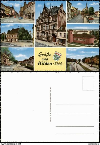Hilden MB Ortsansichten u.a. Fabriciushaus Mittelstraße Richratherstraße 1960