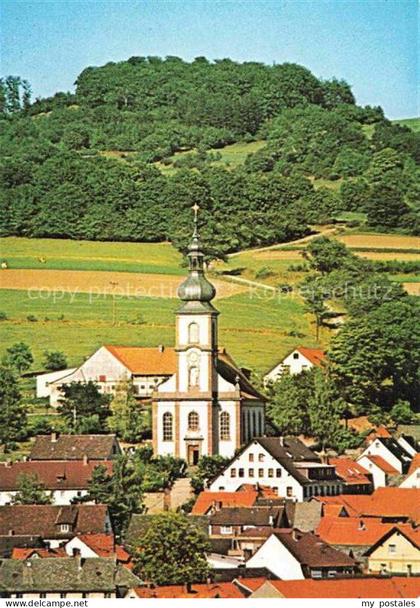 Hilders Rhoen Barockkirche Kirchturm Zwiebelturm Dorf Huegel Wiesen Rhoen Ortske