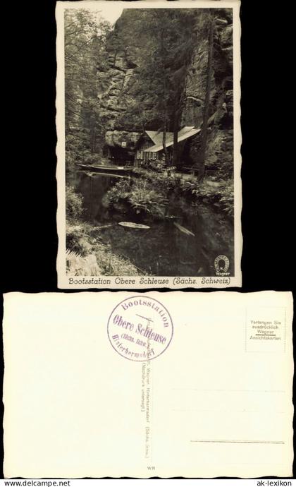 Ansichtskarte Hinterhermsdorf-Sebnitz Bootstation Obere - Fotokarte 1930