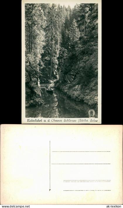 Ansichtskarte Hinterhermsdorf-Sebnitz Bootstation Obere Kahnfahrt 1932