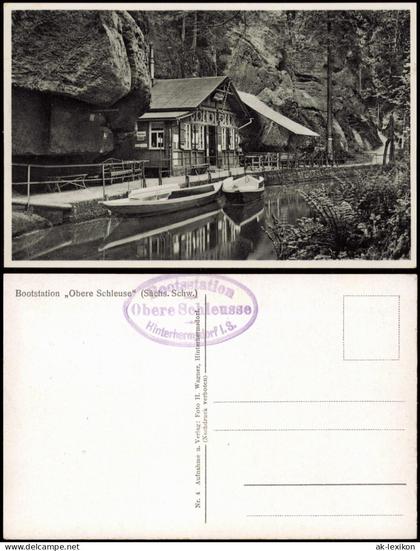 Ansichtskarte Hinterhermsdorf-Sebnitz Restauration Obere Schleuse 1939