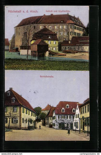 AK Höchstadt a. d. Aisch, Schloss und Stadtmühle, Partie in der Schlossstrasse